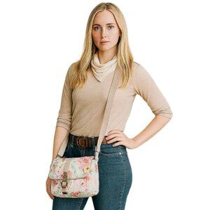 Fossil Messenger Bag Crossbody Shoulder Handbag TOTE PURSE Floral Women's Womans
